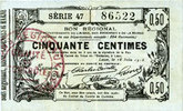 BILLETS DE NECESSITE FRANCAIS Aisne, Ardennes et Marne - Bon régional. Laon. Billet. 50 cmes 16.6.1916, série 47 -