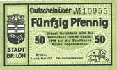 ALLEMAGNE - BILLETS DE NECESSITE (1914-1923) A - J 50 pf Brillon. Stadt. Billet. -