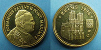 MEDAILLES Jean-Paul II. Visite en France. Reims. Médaille en argent doré. 20 mm -