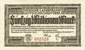 ALLEMAGNE - BILLETS DE NECESSITE (1914-1923) A - J 50 millions mark Allemagne. Hessische Landesbank. Darmstadt 1923. Billet. série C, -