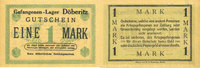 ALLEMAGNE - CAMPS DE PRISONNIERS DE GUERRE (1914-1 1 mark Allemagne. Döberitz. Gefangenenlager. Billet. n.d. -