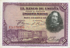 AUTRES BILLETS ETRANGERS 50 pesetas Espagne. Banque d'Espagne. -