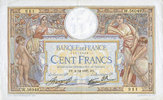 BILLETS DE LA BANQUE DE FRANCE 100 francs Banque de France. Billet. Merson 2.12.1937, modifié -