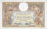 BILLETS DE LA BANQUE DE FRANCE 100 francs Banque de France. Billet. Merson 2.12.1937, modifié -