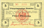 ALLEMAGNE - CAMPS DE PRISONNIERS DE GUERRE (1914-1 5 pfennig Allemagne. Holzminden. Kriegsgefangenenlager. Billet. octobre 1915 -