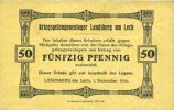 ALLEMAGNE - CAMPS DE PRISONNIERS DE GUERRE (1914-1 50 pf Allemagne. Landsberg. Kriegsgefangenenlager. Billet. -