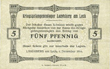 ALLEMAGNE - CAMPS DE PRISONNIERS DE GUERRE (1914-1 5 pf Allemagne. Landsberg. Kriegsgefangenenlager. Billet. -