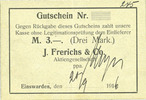 ALLEMAGNE - BILLETS DE NECESSITE (1914-1923) A - J 3 mark Einswarden. Frerichswerft. Billet. -