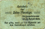 ALLEMAGNE - BILLETS DE NECESSITE (1914-1923) A - J 10 pfennig Erbach-Reiskirchen. Gemeinde. Billet. au dos, numérotation manuscrite en violet -
