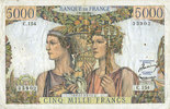 BILLETS DE LA BANQUE DE FRANCE 5000 francs Banque de France. Billet. Terre et Mer, -