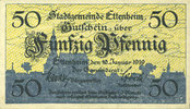 ALLEMAGNE - BILLETS DE NECESSITE (1914-1923) A - J 50 pfennig Ettenheim. Stadt. Billet. 10.1.1919, Original ! -