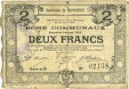 BILLETS DE NECESSITE FRANCAIS 2 francs Courrières (62). Commune. Billet. émission janvier 1916, série D -