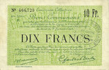 BILLETS DE NECESSITE FRANCAIS 10 francs Douai et Région de Carvin (59). Billet. 22.5.1916, 6e série E -