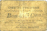 BILLETS DE NECESSITE FRANCAIS 10 centimes Escaudain (59). Commune. Billet. -