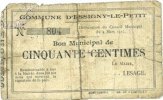 BILLETS DE NECESSITE FRANCAIS 50 centimes Essigny-le-Petit (02). Commune. Billet. -