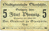 ALLEMAGNE - BILLETS DE NECESSITE (1914-1923) A - J 5 pf Glashütte. Stadt. Billet. -