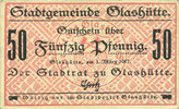 ALLEMAGNE - BILLETS DE NECESSITE (1914-1923) A - J 50 pf Glashütte. Stadt. Billet. -
