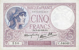 BILLETS DE LA BANQUE DE FRANCE 5 francs Banque de France. Billet. violet, 5.10.1939, modifié -