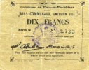 BILLETS DE NECESSITE FRANCAIS 10 francs Flers-en-Escrébieux (59). Commune. Billet. émission 1914, série G -