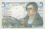 BILLETS DE LA BANQUE DE FRANCE 5 francs Banque de France. Billet. berger, -