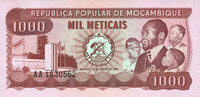AUTRES BILLETS ETRANGERS 1 000 meticais Mozambique. République Populaire. -