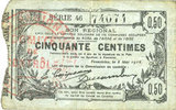 BILLETS DE NECESSITE FRANCAIS Fourmies (59). Bon Régional des Départ. du Nord, Aisne & Oise. Billet. 50 cmes 8.5.1915, série 46 -