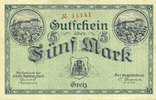 ALLEMAGNE - BILLETS DE NECESSITE (1914-1923) A - J 5 mark Greiz. Stadt. Billet. -