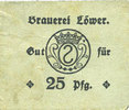 ALLEMAGNE - BILLETS DE NECESSITE (1914-1923) A - J 25pf Hassloch. Löwer Joh.. Brauerei und Weinkellerei. Billet. cachet et signature manuscrite au do -