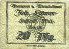 ALLEMAGNE - BILLETS DE NECESSITE (1914-1923) A - J 20 pf Hassloch. Löwer Joh.. Brauerei und Weinkellerei. Billet. signature manuscrite au dos -
