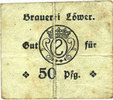 ALLEMAGNE - BILLETS DE NECESSITE (1914-1923) A - J 50pf Hassloch. Löwer Joh.. Brauerei und Weinkellerei. Billet. cachet et signature manuscrite au do -