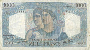 BILLETS DE LA BANQUE DE FRANCE 1000 francs Banque de France. Billet. Minerve et Hercule, -