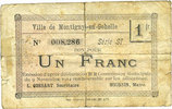 BILLETS DE NECESSITE FRANCAIS 1 franc Montigny-en-Gohelle (62). Ville. Billet. 9.11.1914, n° planche 20.475, série SI -