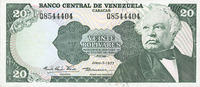 AUTRES BILLETS ETRANGERS 20 bolivares Vénézuela. Banque Centrale. -