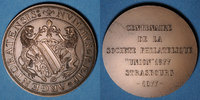ALSACE bronze Alsace. Strasbourg. Centenaire de la Société philatélique Union 1877. Médaille . 42 mm -