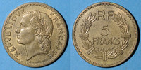 MONNAIES MODERNES FRANCAISES 5 francs Gouvernement provisoire (1944-1947). Lavrillier bronze d'aluminium -