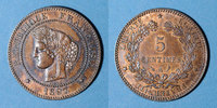 MONNAIES MODERNES FRANCAISES 5 centimes 3e république (1870-1940). Cérès Torche -