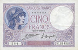 BILLETS DE LA BANQUE DE FRANCE 5 francs Banque de France. Billet. violet, -