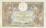 BILLETS DE LA BANQUE DE FRANCE 100 francs Banque de France. Billet. Merson 30.12.1937, modifié -