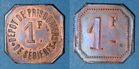 MONNAIES DE NECESSITE FRANCAISES 1 franc Clergoux (19). Dépôt de Prisonniers de Sédières. -