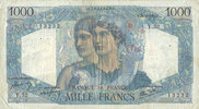 BILLETS DE LA BANQUE DE FRANCE 1000 francs Banque de France. Billet. Minerve et Hercule, -