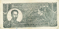AUTRES BILLETS ETRANGERS Vietnam. 5 dong , gris-vert. R/: brun-violet -
