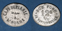 MONNAIES DE NECESSITE FRANCAISES 12 centimes L'Horme (42). Café Duplanil. 1/2 -