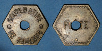 MONNAIES DE NECESSITE FRANCAISES Saulnes (54). Coopérative de Saulnes. Flûte. Perforé -