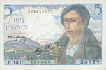 BILLETS DE LA BANQUE DE FRANCE 5 francs Banque de France. Billet. berger, -