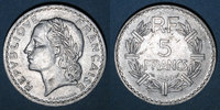 MONNAIES MODERNES FRANCAISES 5 francs 4e république (1947-1959). Lavrillier aluminium -