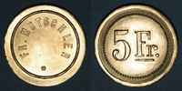 MONNAIES DE NECESSITE FRANCAISES 5 francs Strasbourg (67). Fr. Mutschler (restaurant Grande Taverne Vignette). -