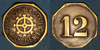 MONNAIES DE NECESSITE FRANCAISES 12 pfennig Mulhouse (68, Alsace). Zoologischer Garten (Jardin zoologique). -