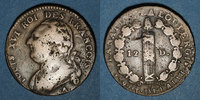 MONNAIES MODERNES FRANCAISES 12 deniers Constitution (1791-1792). 1792 A, an 3. Sans cédille. Type FRANCOIS. Rosette -