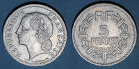 MONNAIES MODERNES FRANCAISES 5 francs Gouvernement provisoire (1944-1947). Lavrillier aluminium -