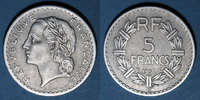 MONNAIES MODERNES FRANCAISES 5 francs 4e république (1947-1959). Lavrillier aluminium -